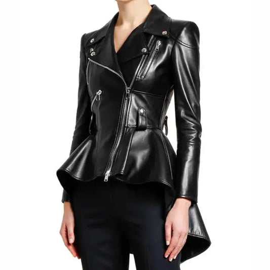 Women’s Black Lambskin Leather Coat